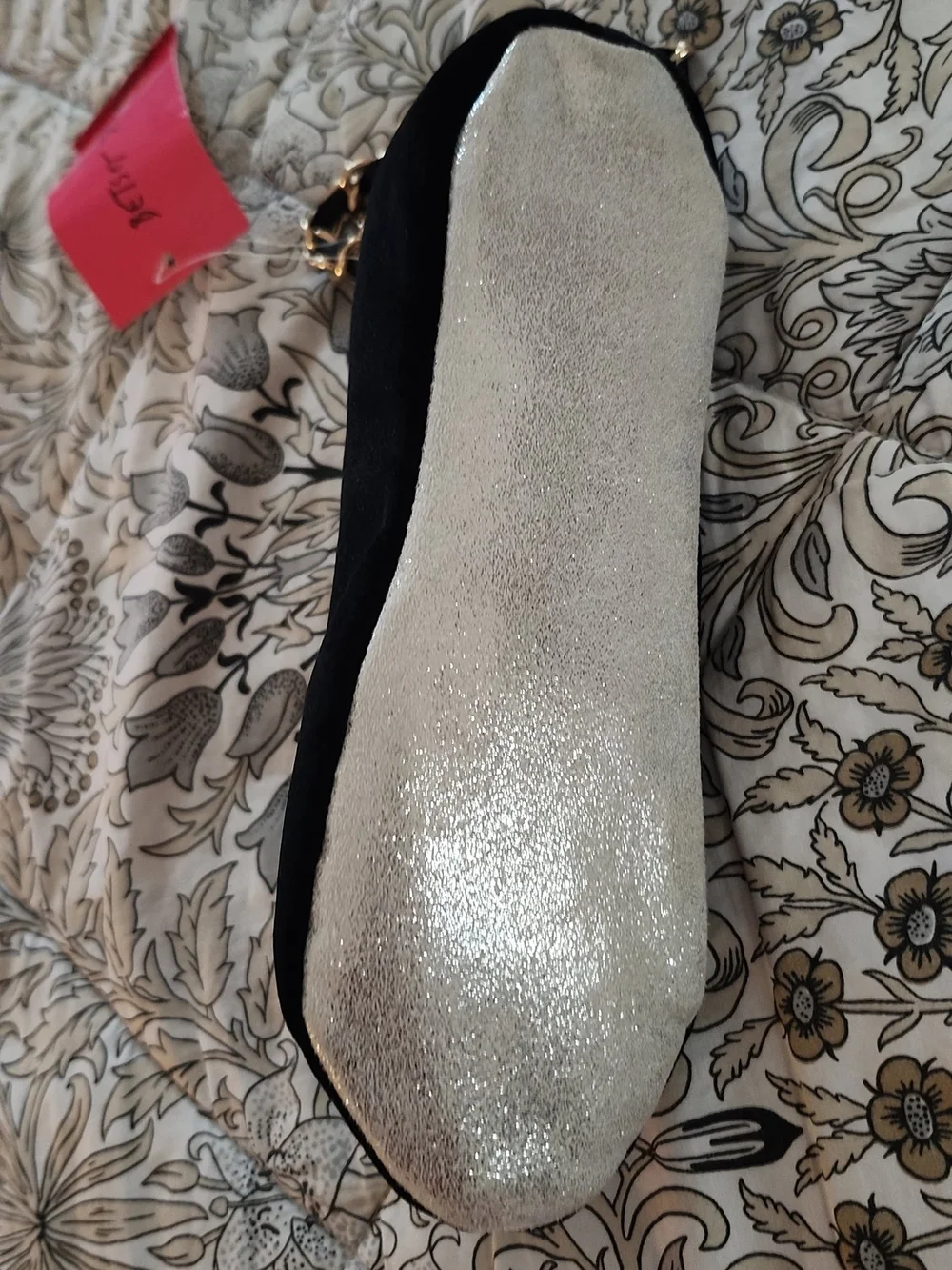Betsey Johnson Black Velvet Bow with Crystal & Chain Detail Wristlet